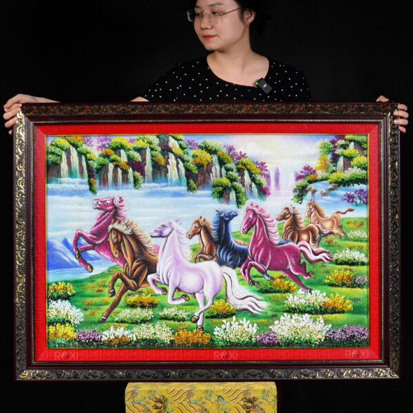 Tranh đá quý mã đáo thành công 106cm