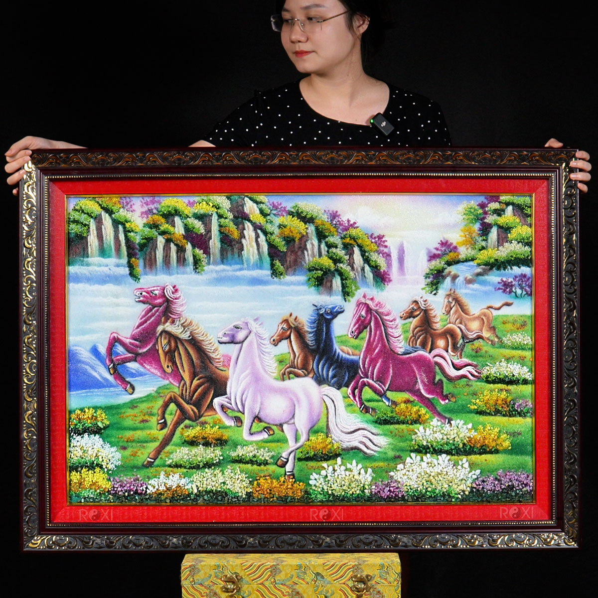 Tranh đá quý mã đáo thành công 106cm