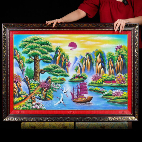 Tranh đá quý thuyền buồm