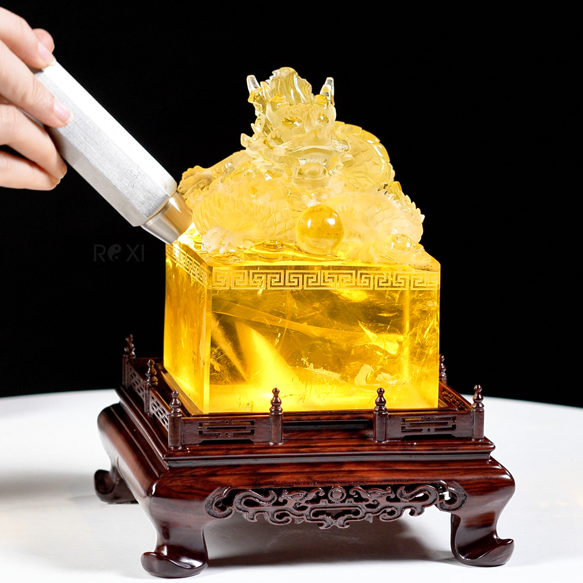 Ấn Rồng thạch anh vàng VIP 2,4kg