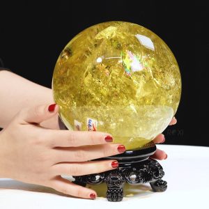 Quả cầu thạch anh vàng tự nhiên 5,07kg - 15cm