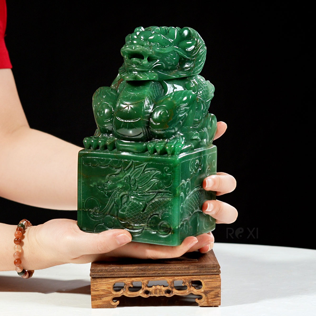 Quà tặng sếp - Ấn rồng thạch anh xanh 4kg