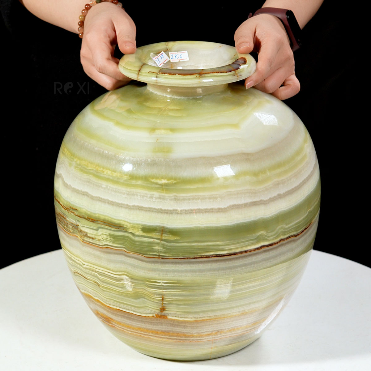 Bình hút lộc bằng ngọc onyx xanh 33,75kg - 28,6cm