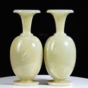 Bình hút lộc - Cặp lục bình ngọc onyx xanh 36,5cm
