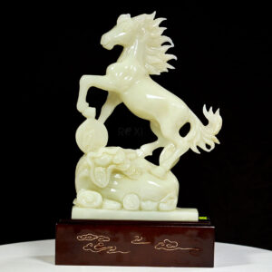 Alternative view of Quà tặng sếp - Tượng ngựa đá phong thủy ngọc onyx xanh 7,8kg - 45cm (NGUA2825)