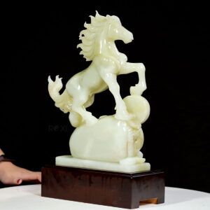 Alternative view of Quà tặng sếp - Tượng ngựa đá phong thủy ngọc onyx xanh 8,5kg - 45cm (NGUA2824)