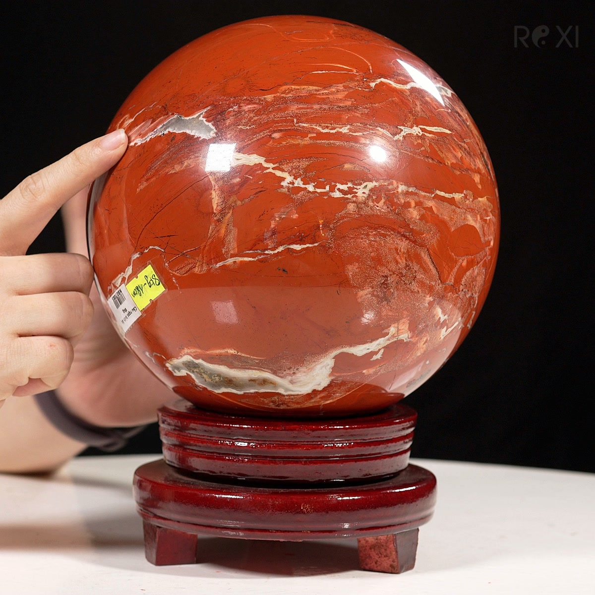 cầu ngọc bích đỏ jasper quà tặng - Cầu ngọc bích đỏ jasper 8kg - 18cm