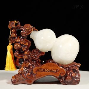 Quà tặng phong thủy - Hồ lô ngọc onyx trắng kèm đế