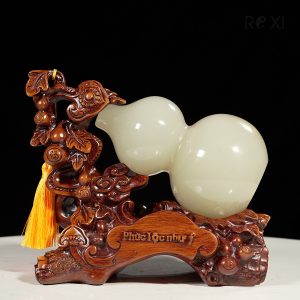 Quà tặng phong thủy - Hồ lô ngọc onyx xanh kèm đế