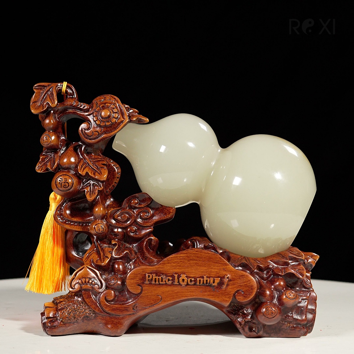 hồ lô ngọc onyx quà tặng - Quà tặng phong thủy - Hồ lô ngọc onyx xanh kèm đế