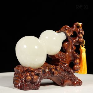 Alternative view of Quà tặng phong thủy - Hồ lô ngọc onyx trắng kèm đế