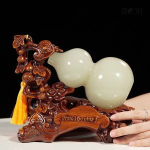 Alternative view of Quà tặng phong thủy - Hồ lô ngọc onyx xanh kèm đế