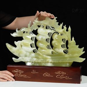 Alternative view of Thuyền buồm phong thủy ngọc Onyx 40cm 1162
