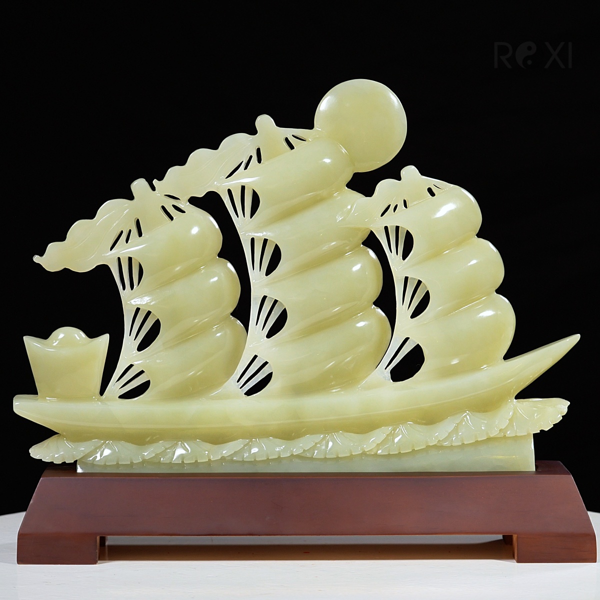 thuyền buồm ngọc onyx xanh - Thuyền buồm - Thuận buồm xuôi gió ngọc onyx xanh 40cm