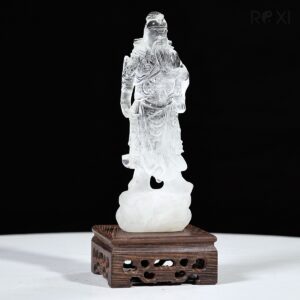 Tượng Quan công thạch anh trắng 17cm