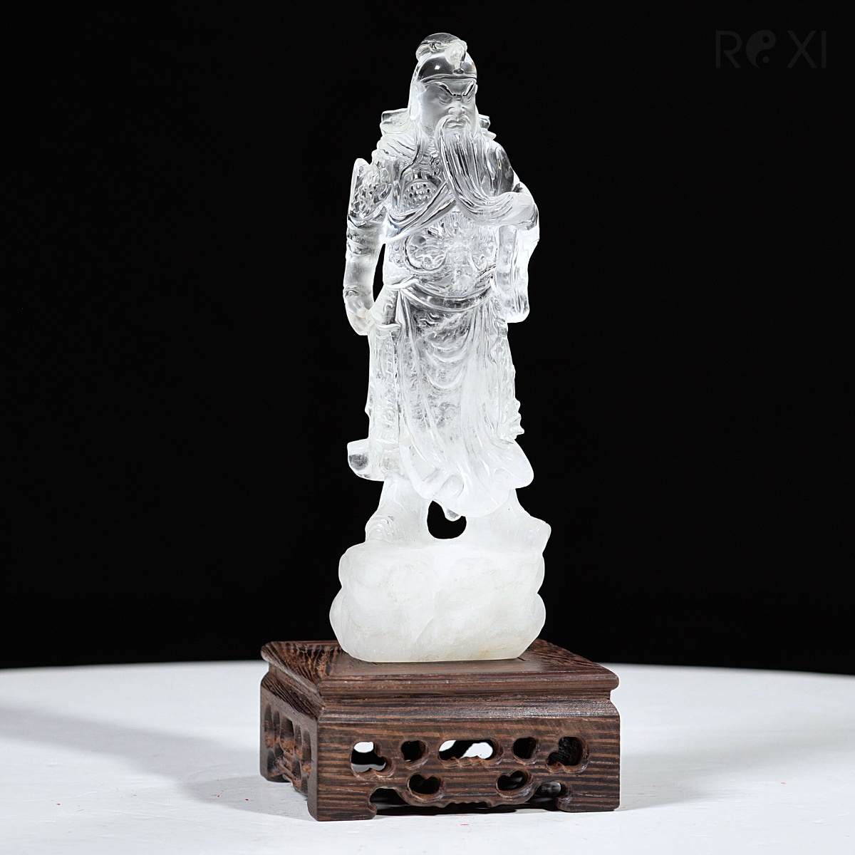 Tượng Quan công thạch anh trắng 17cm