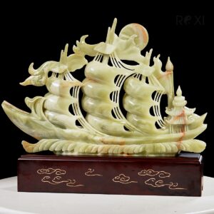 Alternative view of Thuyền buồm - Thuận buồm xuôi gió ngọc onyx xanh 46cm