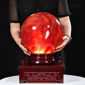 Alternative view of Quả cầu obsidian đỏ 26,6kg - 28,4cm + đế đèn xoay tự động
