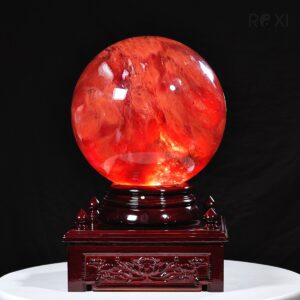 Alternative view of Quả cầu obsidian đỏ 28,7kg - 29cm + đế đèn xoay tự động