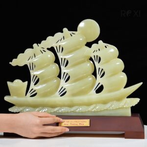 Alternative view of Thuyền buồm - Thuận buồm xuôi gió ngọc onyx xanh 40cm