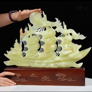 Alternative view of Thuyền buồm - Thuận buồm xuôi gió ngọc onyx xanh 40cm (mẫu 6)
