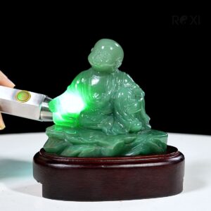 Alternative view of Tượng chú tiểu thạch anh xanh 14cm