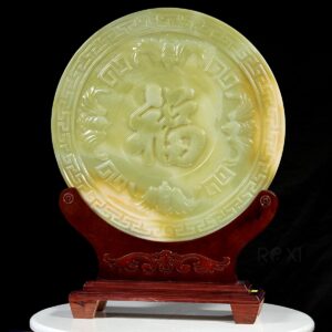 Alternative view of Đồng điếu chữ Phúc ngọc onyx xanh 50cm
