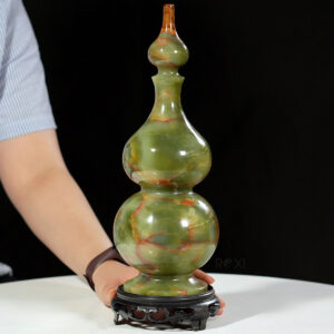 Hồ lô tài lộc ngọc onyx xanh 30cm (mẫu 6)